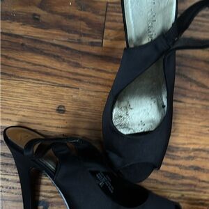 Black High Heel Open-Toe Shoes